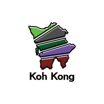 Koh Kong City Map isolated illustration of simplified administrative, map of Cambodia Country design template vector