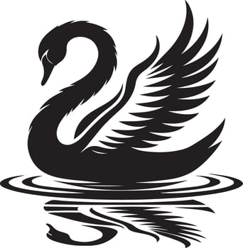 swan silhouette on white background vector