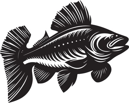a black and white illustration of a fish vector