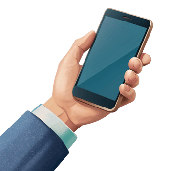 Hand Operating a Mobile Phone Illustration Style png