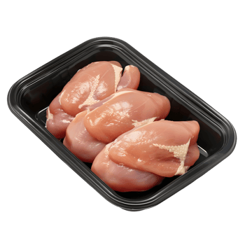Raw Chicken Fillets in Black Tray Isolated on Transparent Background png