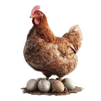 Hen with Eggs isolated on transparent background png