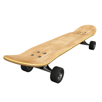 Wooden Skateboard Isolated on Transparent Background png