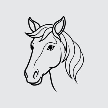 a horse head in a line drawing on a white background vector