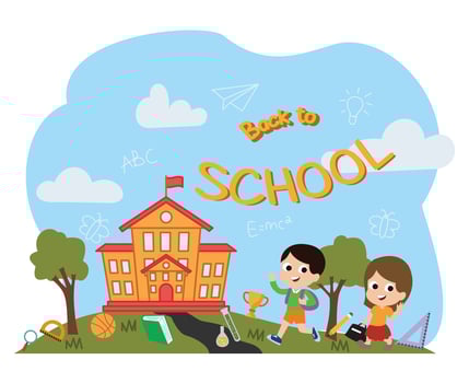 cartoon children going back to school vector