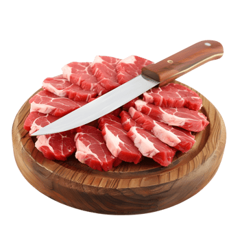 Sliced Raw Meat on Plate Isolated on Transparent Background png