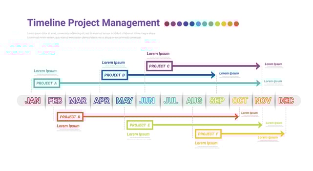 Project time plan business template with 4 project tasks in year or 12 months. vector