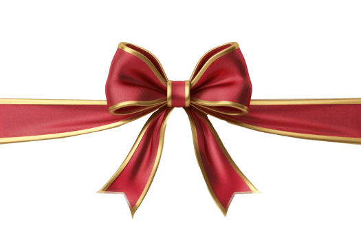 red and gold bow on transparent background png