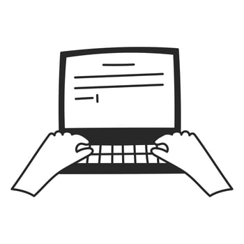 Human Hands Typing Text on Laptop vector