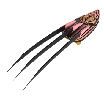 A black and pink weapon with three long black claws png