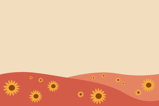 Autumnal background with field bloom Sunflowers. Hand drawn fall banner for text. Floral autumn landscape pattern for web, card, poster, print, paper, label. Food, harvest, seasons vector