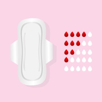 Gasket. Drops of blood. Feminine hygiene products. illustration. vector