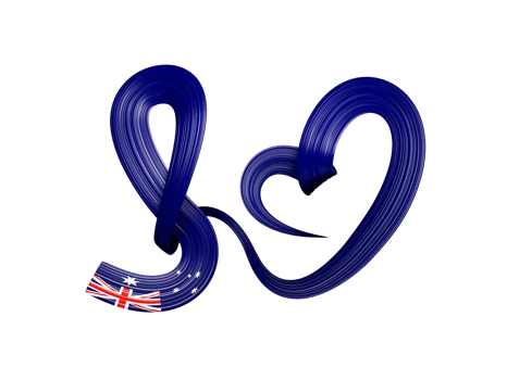 Love Australia symbol. Heart flag Ribbon icon. 3d illustration png