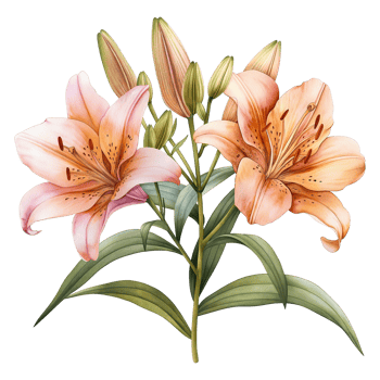 watercolor painting lily flower isolated on transparent background. png