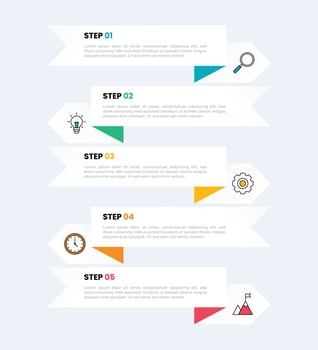 Modern business infographic template with 5 options or steps icons. vector