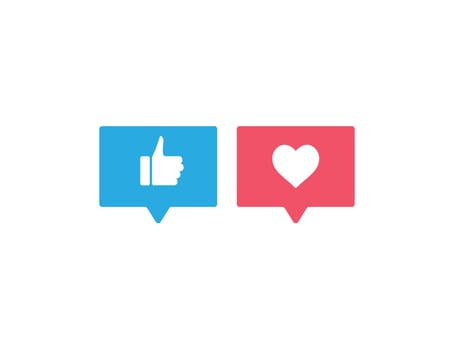 Like, heart, thumb, social media icon. illustration. vector