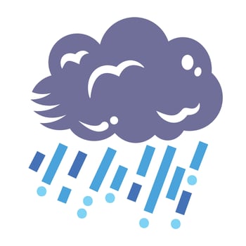Gray rainy cloud colorful icon illustration isolated on square white background. Simple flat outlined cartoon art styled drawing. vector