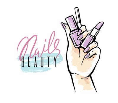 Nail Care Concept. Female Hand Manicure vector