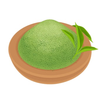 Illustration Logo Clip Art Matcha Powder in a Wooden Bowl vector
