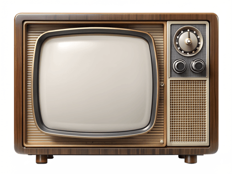 Vintage retro television set isolated on transparent background png