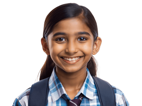Smiling Schoolgirl with Backpack Isolated on Transparent Background png
