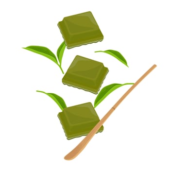 Illustration Logo Clip Art levitation chocolate Matcha or Matcha Cube Matcha Block vector
