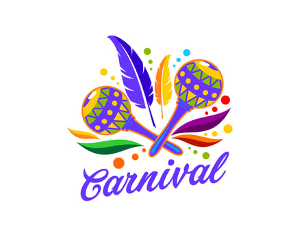 Carnival party icon with maracas, event symbol vector