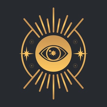 Celestial magical sacred All seeing eye symbol. Mystical boho concept with magic eye vector
