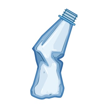 trash crumpled plastic bottle cartoon illustration vector