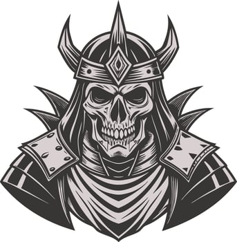 skull warrior in armor with horns and helmet vector