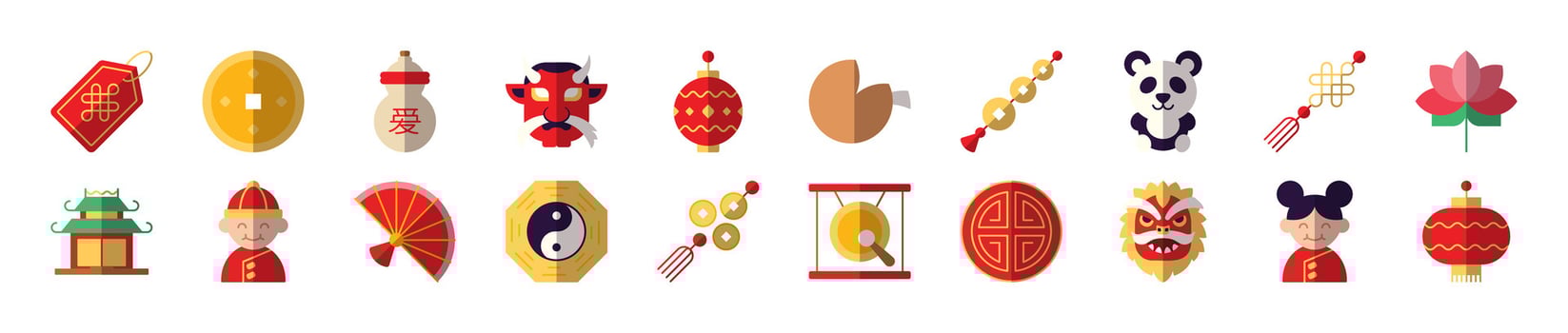 Chinese New Year festive icons collection vector