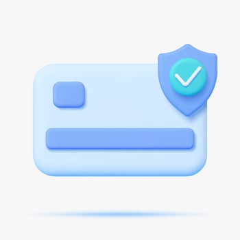 Credit card with guard shield 3d icon. Isolated on white. vector