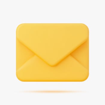 Yellow letter envelope 3d icon. Isolated on white. vector
