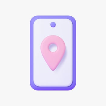 Mobile phone with navigation pin 3d icon. Isolated on white. vector