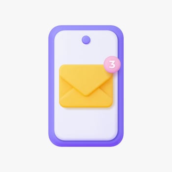 Mobile phone with letter 3d icon. Isolated on white. vector