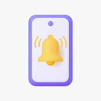Mobile phone with ringing bell 3d icon. Isolated on white. vector