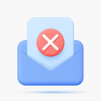 Opened envelope with cancelled message. 3d illustration. vector