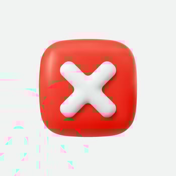 Negative or decline sign 3d illustration. Interface button isolated on white. vector
