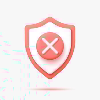 Shield with decline icon 3d icon. Isolated on white. vector