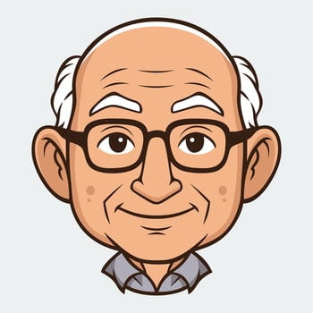 Funny illustration of old man cartoon character. Isolated illustration. vector