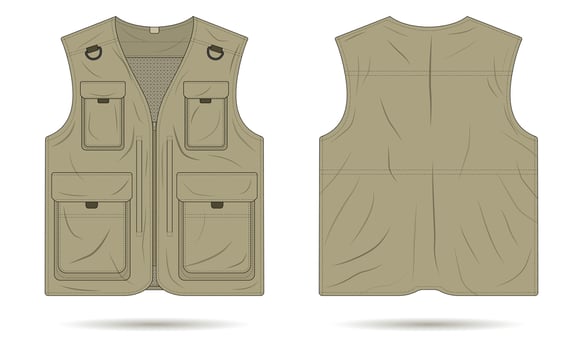 Outdoor vest mockup. Military army vest vector