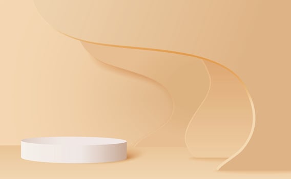 White podium product showcase on beige wavy background. vector