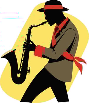 Musician playing saxophone music vector