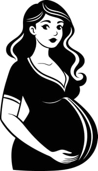 silhouette of pregnant woman black and white vector
