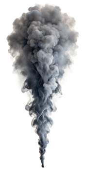 Dense black smoke with intricate swirls and isolated background png