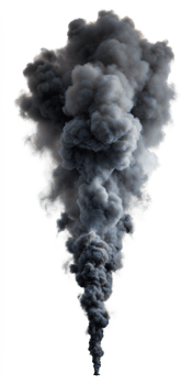 Thick smoke plume ascending from bottom with strong contrast png