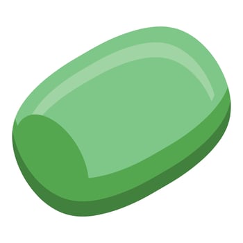 Green pill being rotated on white background vector