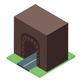 Road passing through tunnel in mountain isometric illustration vector