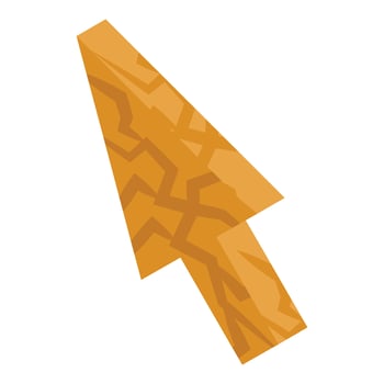 Yellow cracked cursor pointing up right on white background vector