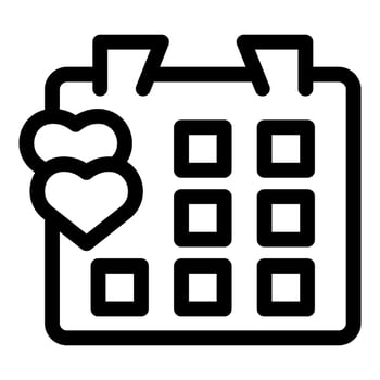 Calendar showing two hearts for valentine's day celebration vector